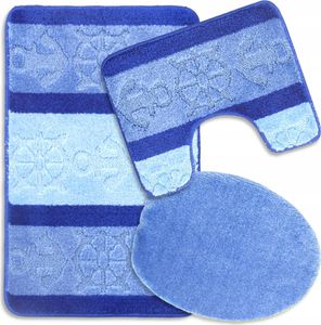 Badteppich Set 3-tlg. Malibu - Badezimmer Teppich Rutschfest & Weich - Badteppich, Badvorleger - Badematten Set Blau 50x80 cm