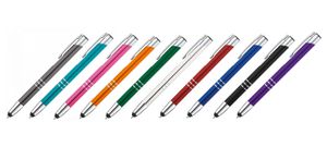 10 Touchpen Kugelschreiber aus Metall / 10 verschiedene Farben