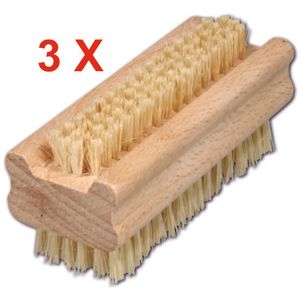 3 Stück = Nagelbürste/Handwaschbürste, echt Fibre aus Holz 9,5 cm