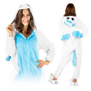 Halloween Kostüm Damen & Herren - One Piece Schlafanzug Einhorn - Jumpsuit - Karneval & Pyjama Kostüme für Erwachsene, Gröse M