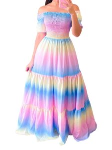 Damen Casual Multi-Layer Kleider Frauen Urlaub y Schmetterling Sommerkleid Bohemian,Farbe: Damen ,Größe:2XL