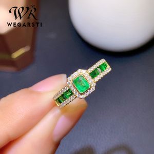 Vintage Smaragd vergoldet voller Öffnung Verlobungsring für Frauen Hochzeit Schmuck Zeigefinger Ring