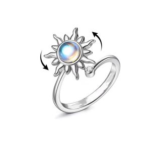 INF Verstellbarer Anti-Stress-Ring mit drehbarer Blume Silber