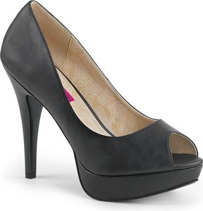 CHLOE-01 chice Pleaser Damen High-Heels Peep-Toe Plateaupumps schwarz Lederoptik