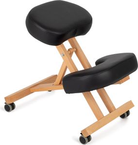 Habys Ergo Simple Kniestuhl mit Rollen │ Korrekturstuhl Bürostuhl Computerstuhl Orthopädischer Sitzhocker Kniehockerm │ Höhenverstellbar Holz Schwarz