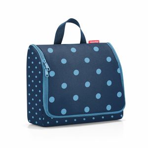 toaletná taška XL, toaletná taška, taška na umývanie, kozmetická taška, taška na umývanie, na zavesenie, polyesterová tkanina, Mixed Dots Blue, 4 l, WO4080