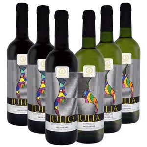 BACCYS DUO SET Weißwein und Rotwein aus  Valdepeñas Spanien , Probierset - 3x JULIA & 3x JULIO, 0,75l