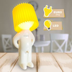 Witziges LED Nachtlicht mit gelbem Lampenschirm, Euro Stecker, Eaxus