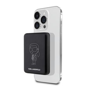 Etui Karl Lagerfeld Powerbank Indukcyjny Klpbmkiottgk 5W 3000Mah - Czarne Ikonik Magsafe