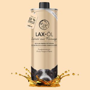 Lax-Öl 1l - Lachsöl Hund, Katze, Pferd - kaltgepresst und reich an Omega 3 und Omega 6 Fettsäuren - Reines Lachsöl