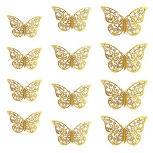 Oblique Unique 3D Schmetterlinge 12er Set glänzend für die Wand zum Kleben Wandtattoo Wanddeko - gold