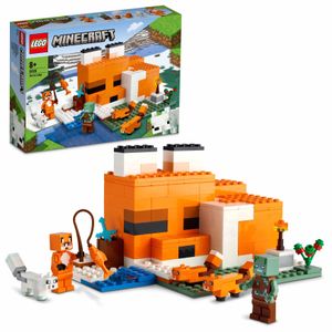 LEGO 21178 Minecraft Die Fuchs-Lodge, Spielzeug für Jungen und Mädchen ab 8 Jahren mit Figuren von ertrunkenem Zombie und Tieren, Kinderspielzeug