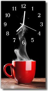 Tulup Glasuhr Wanduhr Küchenuhr Echt-Glas 30x60 Kaffe  Rot