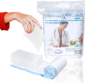 40 Toiletteneinlagen mit Superabsorbierenden Unterlagen, 2 Rollen, 20 Stück pro Rolle, Einlage 59 x 38 cm, mit Kordelzug, in weiß, blau