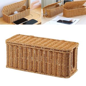 Aufbewahrungskorb,Storage basket,31.5*13*13cm,Mit Deckel,Dient zum Verlegen von Datenkabeln und Stromkabeln,geflochten