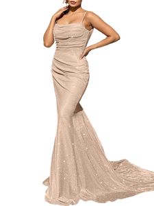 Damen rückenfreies figurbetontes langes Kleid  Abend Cocktail y ärmellos,Farbe: Champagnerfarbe,Größe:XL