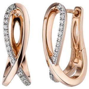 JOBO Creolen 585 Gold Rotgold 34 Diamanten Brillanten Ohrringe Diamantohrringe