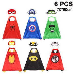 6PCS Superhelden Cosplay Kostüme für Kinder, Superhelden Umhang und 6Stk. Superhelden Masken für Jungen Mädchen Geburtstag Party