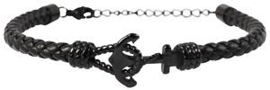 Akzent Lederarmband Anker schwarz Echtleder Edelstahl
