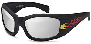 Kinder Sonnenbrille Sport UV 400 Schutz Fitness Flammen N550 Linsenfarbe Silber