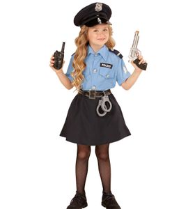 Polizistin & Politesse Kostüm  | 4-teiliges Set: Bluse, Rock, Gürtel & Kappe | Mädchen & Jugendliche - Größe: S (116)