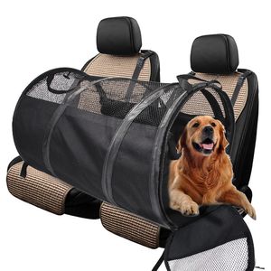 Voděodolná autosedačka pro psy, skládací klec do auta s bezpečnostním pásem, koš pro psa na zadní sedadlo, potah na sedadlo pro psa, deka pro psa, potah na sedadlo pro psa, 41 x 41 x 57 cm