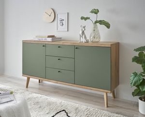 Sideboard Alva in Salbei Grün und Eiche Evoke Nachbildung Landhaus, skandinavisch 160 x 83 cm