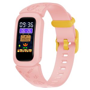 Dětský fitness tracker pro děti od 3 do 12 let Vodotěsné hodinky s monitorem aktivity srdečního tepu a spánku, růžové