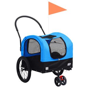 vidaXL príves na bicykel 2 v 1 pre psov a kočík modrý a čierny