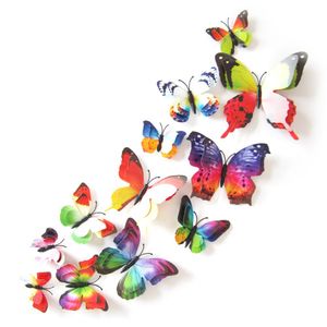 Oblique Unique 3D Schmetterlinge 12er Set Wandtattoo Wandsticker Wanddeko -Regenbogen