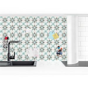 Küchenrückwand - Fliesenspiegel braun-türkis, Größe HxB:80cm x 200cm, Ausführung:Premium matt
