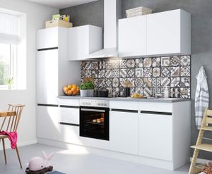 Küchenblock Mika 270 cm mit Einbauspüle ohne Elektrogeräte in weiß