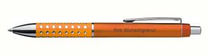 Kugelschreiber mit Gravur / "Glitzer" / Farbe: orange