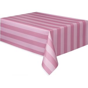 Unique Party - Mit Streifen - Tischdecke für Party, Kunststoff SG30064 (Einheitsgröße) (Pink)