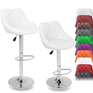 TRESKO Sada 2 barových židlí Bílá barová židle 360° volné nastavení výšky sedadla 60-80 cm