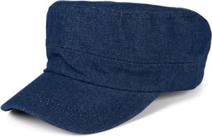 styleBREAKER Uni Military Cap in Jeans Optik, Denim, Army, Click and Snap Verschluss verstellbar 04023084, Farbe:Dunkelblau