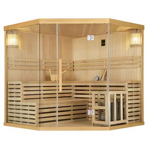 Juskys Tradiční saunová kabina / finská sauna Espoo200 Premium - 200 x 200 cm 8 kW