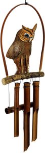Exotisches Bambus Klangspiel - Windspiel `Eule`, Braun, 70*20*4 cm, Windspiele & Klangspiele