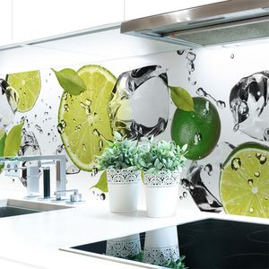 Küchenrückwand Limetten Eiswasser Premium Hart-PVC 0,4 mm selbstklebend - Direkt auf die Fliesen, Größe:220 x 80 cm