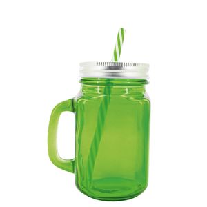 Trinkglas mit Deckel & Strohhalm Bristi - grün