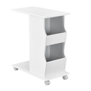 [en.casa] Bočný stolík s kolieskami 53x30x63cm Pohovka Konferenčný stolík Obývačkový stolík biely