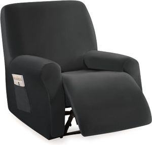 Topchances Stretchhusse für Relaxsessel Sesselbezug, Liegestuhlbezug Liege Sessel Bezug Sesselschoner für Fernsehsessel mit Seitentasche, 1-Sitzer, Dunkelgrau