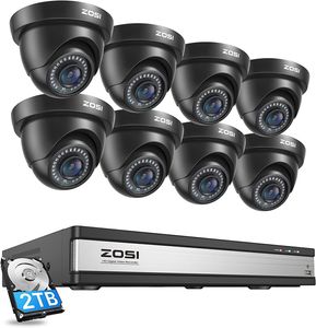 ZOSI 16CH 1080P Überwachungskamera Set mit 2TB HDD DVR und 8X 2MP Dome Kamera Überwachung Außen System, 24m IR Nachtsicht, Bewegung Alarm