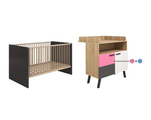 trendteam Babyzimmerset Gitterbett Kinderbett Wickeltisch Kommode Kinderzimmer