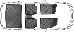 3D Fußmatten & Kofferraumwanne Auto Set Kompatibel mit Skoda Kodiaq 2017 - 2024