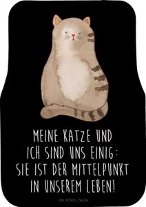 Mr. & Mrs. Panda Fahrer Autofußmatte Katze Sitzen - Schwarz - Geschenk, Katzenmotive, Autofußmatten, Katzenliebe, Kater, Schmutzmatte Auto, Miau, Katzen, Katzenfan