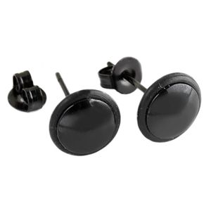1 Paar modische schwarze runde Edelstahl-Ohrstecker für Herren und Damen
