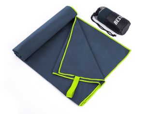 BESTIF Mikrofaser Handtuch Sport Handtücher | Schnelltrocknend, Kompakt, Ultraleicht | Micofaser Reisehandtuch für Strand, Fitnessstudio (90 x 180 cm, Dunkelblau-Lime)