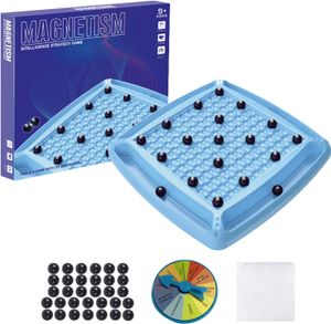 Tisch-Magnetspiel,Reises Magnetisch spiel(Upgrade + 32 Stück)Puzzle Checkers Spiel-Magnetisches Steine,Magnetic Game Pädagogisches Dame-Spiel,Tragbares Schachbrett für Familientreffen Und Camping