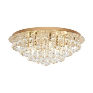Lindby Deckenlampe 'Gillion' (Kristall) in Gold / Messing aus Kristall u.a. für Wohnzimmer & Esszimmer (8 flammig, G9) - Deckenleuchte, Lampe, Wohnzimmerlampe